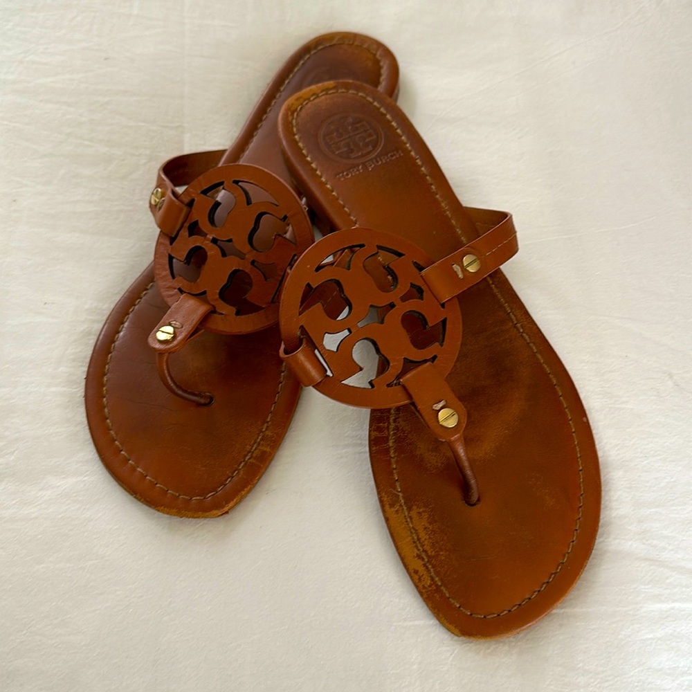 EUC Tory Burch Miller Leather Vachetta Tan Sz 10M
